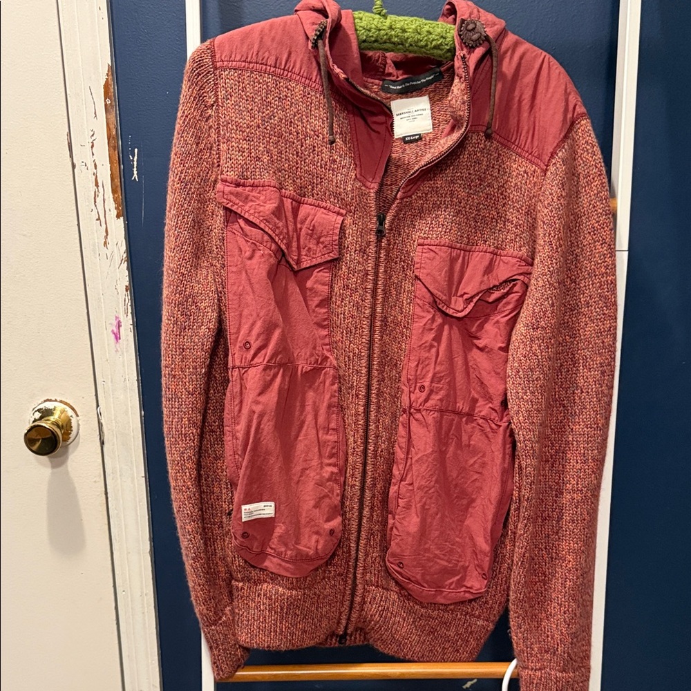 Men's Red Cardigan Sweater